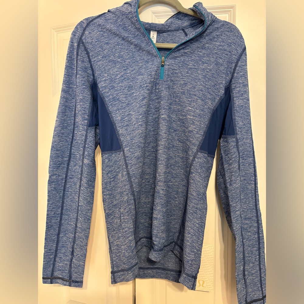lululemon athletica Men's Heathered Blue Zip-Up Sweater